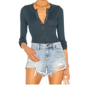Free People | One of the Girls Henley Top | Sunken City Teal Color